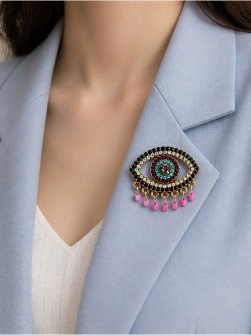 Celestial Gaze Mystic Eyes Gold Brooch